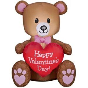 Way To Celebrate Airblown Inflatable LED LIGHTED Happy Valentine’s Day Bear NEW
